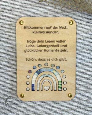 Holz-Grußkarte „Regenbogen“ mit Durchblick