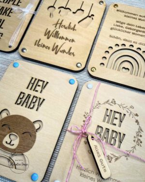 Holz-Grußkarte „Regenbogen“ mit Durchblick