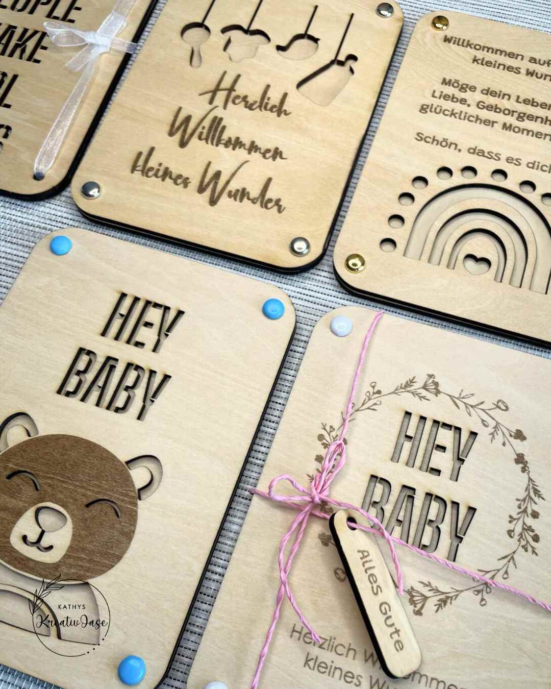 Holz-Grußkarte "Regenbogen" mit Durchblick – Bild 2